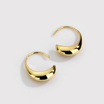 China TRENDY Fashion Design French Gold Plated 925 Sterling Silver Stud Earrings C Shaped Jewelry For Women for sale