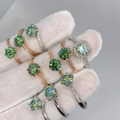 China Amazon TREND Bling Trendy Diamond Ring Women Wedding Engagement Shiny Green 925 Sterling Silver Rings Jewelry for sale