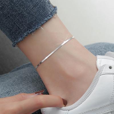 China CLASSIC 2021 New Fashion Design Simple Snake Chain Anklet 925 Sterling Silver Women Anklets for sale