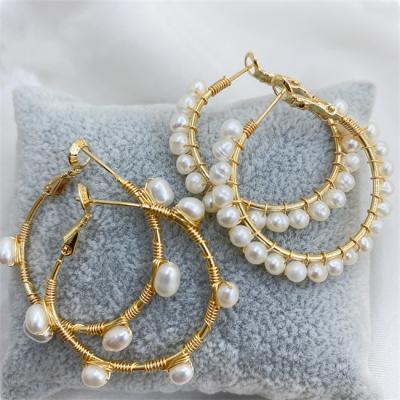 China TRENDY Fashion Big Exaggerated Beaded Earrings Women Jewelry Gold Plated Circle Earrings 2021 for sale