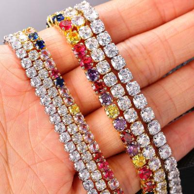 China Fashion TRENDY Zircon Wedding Bridal Jewelry Gold Plated Sparkling Diamond Tennis Necklace for sale