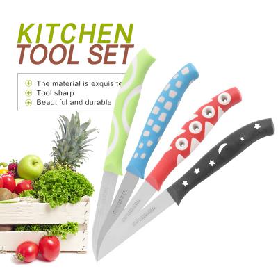 China 12piece Sustainable Fruit Knife Set Stainless Steel Knife Color PP Handle Blister Card for sale