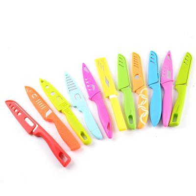 China Cheap viable stainless steel fruit knife with sheath peeling knives peeling knives vegetable cutter with pp sheath for home use for sale