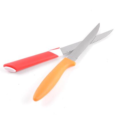 China Viable Wholesale Blister Packing 6pcs Polish Stainless Steel Serrated Steak Knife Set With Colorful PP Handle for sale