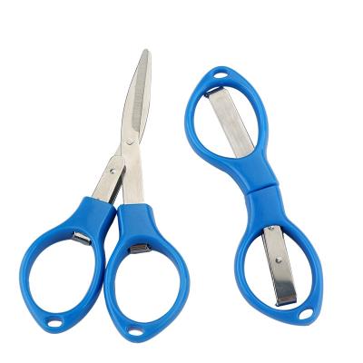 China 4pcs Embroidery Safety Colorful Plastic Folding Pocket Fishing Scissors With Hook Kids Mini Folding Scissors for sale