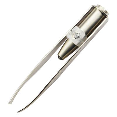 China Factory Direct Sales Stainless Steel Eyebrow Mini Make Up Cosmetic Tools Eyebrow Hair Tweezers Trim With LED Light for sale