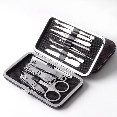 China Factory Outlet Business Gift Black Pocket Stainless Steel Nail Care Tools 10/13pcs Personal Clean Personal Beauty Care Tool Kit Manicure Setl for sale