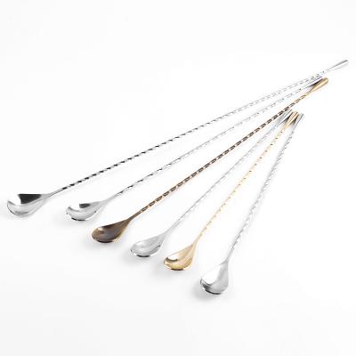 China Viable Custom Stainless Steel Cutlery Set Creative Bar Cocktail Stirring Spoon Cocktail Stick Long Stirring Spoons Home Supplies for sale