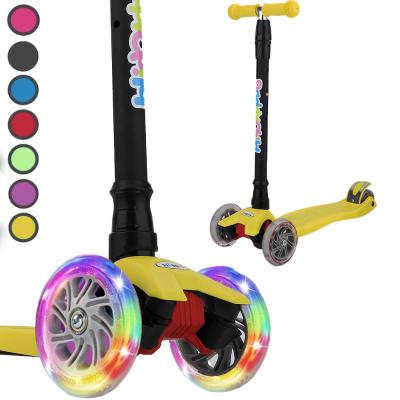 China Child Kick Scooter LED Light PU Wheel Kids Wholesale T Body Customized Logo Adjustable Bar for sale