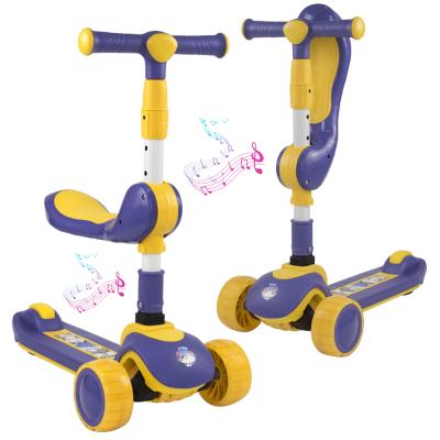 China Kid 2 in 1 Children Scooter Three Wheel Children Scooter Baby Kids Toy Kick Bike Scooter with Light for sale