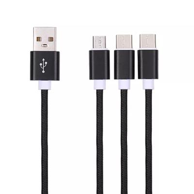 China sustainable & Quick Charging 3 In 1 Multi Braided Micro USB Type C Charger Cable Cord Cord For Cell Phones Tablets Android Smartphones for sale