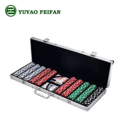 China Poker Chips Set 500pcs Poker Chips And Rounded Corners Aluminum Case Have 5 Cutouts for sale