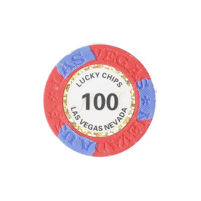 China 100% Lucky Clay Chips Las Vegas Nevada Clay Number Sticker Poker Chips with 14grams for sale