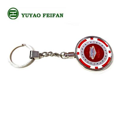 China Popular Lucky Pattern Style Poker Chips Keychain Chips And Metal Key Chain for sale