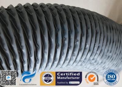 China PVC Coated Fiberglass Fabric HAVC Flexible Air Duct 200MM Grey 260℃ Waterproof for sale