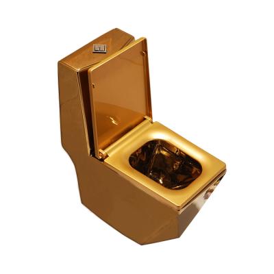 China Luxury Bathroom Sets Gold Color Ceramic Toilet Double-flush Toilet Bowls for sale