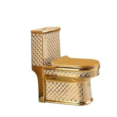 China Toilet Golden Bathroom Double-Flow Chaozhou Color Ceramic Toilet Bowl Strap System for sale