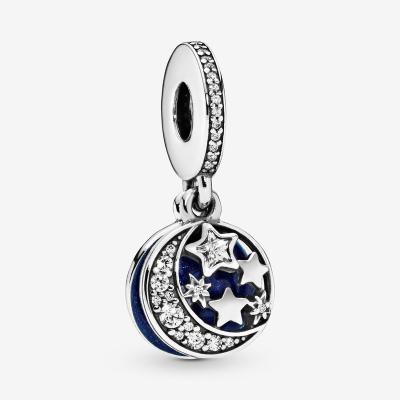 China S925 Silver Romantic Fashion Soft PAN Moon Star Pendant With DIY Bracelet With Pan-Stern Star Charm for sale