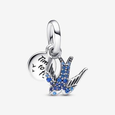 China S925 Romantic Silver Shiny PAN Swallow and Message Card 2 in 1 DIY Pendant Bracelet Charming Hot Pan-Stern Bracelet Accessories for sale