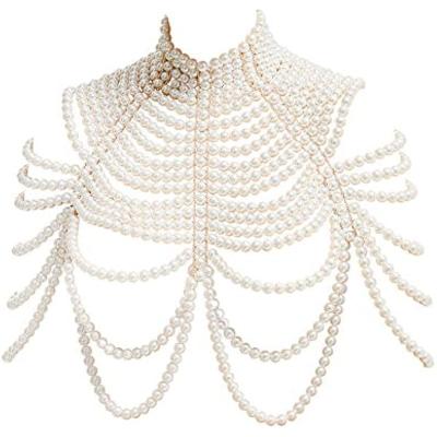 China CLASSIC Pearl Body Chain Bra - Fashion Shoulder Necklaces Bra Chain Body Jewelry for sale