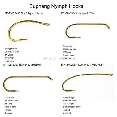 China Eupheng Nymph Fly Hook Wet Dry Wet Dry Nymph Fly Hook Fly Tying Hooks Bronze Flame Color EP-TMC2488 3761 Hooks 5262 200R E10 for sale