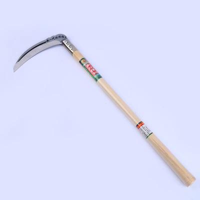 China Direct Selling Unrated Wooden Handle Factory Agricultural Harvester Forged Sickle Garden Farm Tools for sale