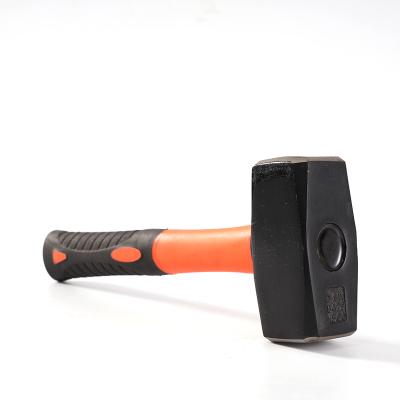 China Masonry Hammer Professional Fiberglass Handle Hammer Carbon Steel Heavy Mechanical Stoning Blacksmith Hammer for sale