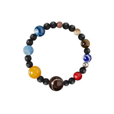 China CLASSIC Hot Selling Milky Way Eight Planets Natural Stone Bracelet Beaded Bracelet Elastic Rope Bracelet for sale