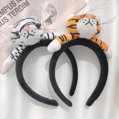 China Fashion Tiger Doll Plush Headband Funny Hot Selling Cute Hair Accessories Cartoon Party Headband for sale