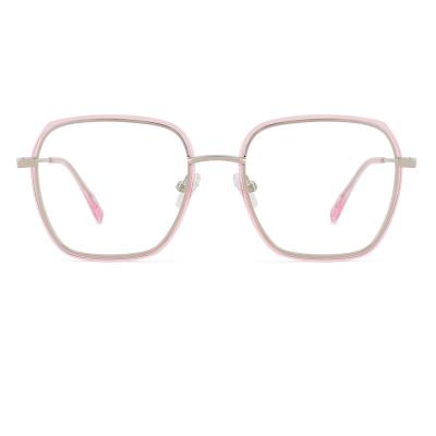 China Wenzhou Everfly Clear Round Combination Acetate Metal Optical Glasses Metal Eyeglasses Frame New Design Woman Eyewear for sale