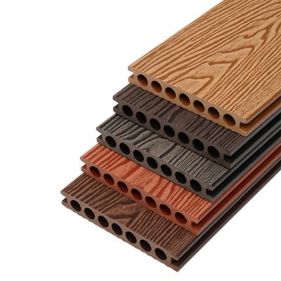 China Wood waterproof grain hollow wpc 146*25 composite decking boards for project for sale