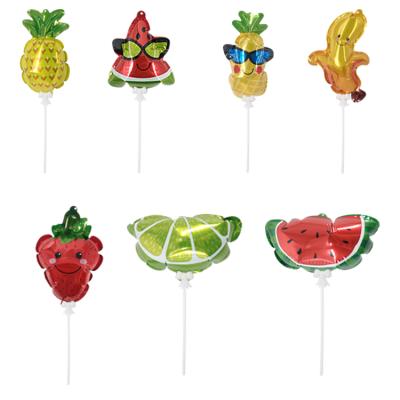 China Gift Toy Mini Automatic Self Inflatable Fruit Shape Balloon With Stick Children's Day For Birthday Party Ceremony Decoration for sale