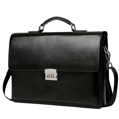 China Business Bag Briefcase For Man Business Bag Solid Black Leather Briefcase For Man for sale