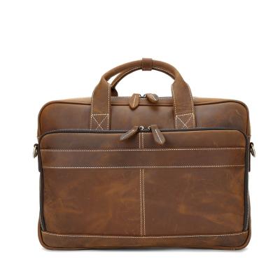 China Vintage 17 Inch Retro Cow Leather Travel Briefcase Bag Crazy Horse Leather Large Capacity Briefcase For Men for sale