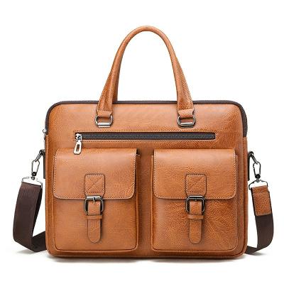 China New Arrival Avocado PU Leather Briefcase Handbags Crossbody Shoulder Business Travel Bag Waterproof Laptop Bag For Men for sale