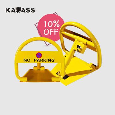 China Carbon Steel Powder Car Parking Space Triangle Heavy Duty Yellow Coated Steel Hand Folding Protector Device With Folding Pole for sale