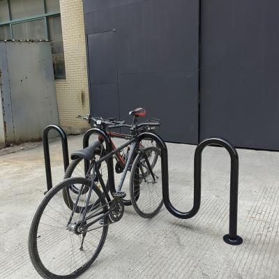 China Cardboard Steel Commercial Outdoor Hot Dip Galvanized Black Powder Coating Wave Circle Bike Parking Rack for sale