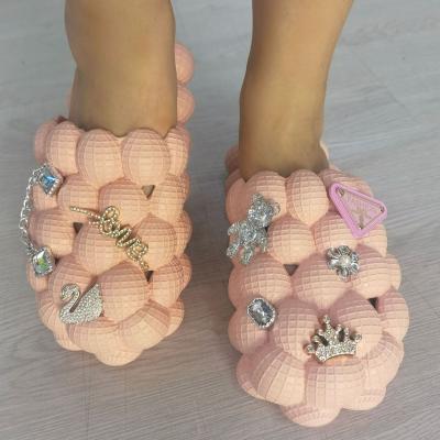 China Fashion Trend Cloud Heart Smile Men Bubble Slippers Charms Decorations EVA Soft Foam Massage Bubble Slides Couples Family Women Outdoor Shoes for sale