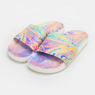 China Cushioning Custom Logo Colorful Paint Slippers Love Toe Slides Unisex Custom Made Mens Round Toe Beach House Sandals Women Shoes With Girls for sale