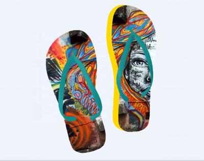 China Cushioning Hot Selling Custom Flip Flops Men Slipper EVA Beach Hotel Slipper Outdoor Rubber Wholesale Custom Print Sandals Flat Shoes for sale