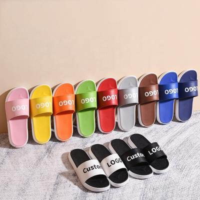 China Factory Hotel Home Unique Designer Slippers Unique PVC Two Colors Slippers Indoor Beach Custom Cushioning Slips Slippers For Women Men for sale