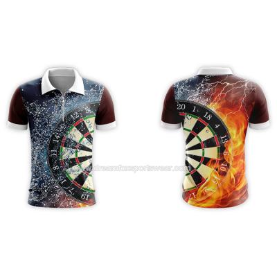 China New Arrival Anti-pilling Printing Flames Dart Pattern Dart Polo Shirts For Adult Club Cheap Full Sublimation Dart Shirts With Pocket Design for sale