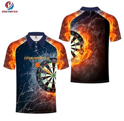 China Anti-pilling team custom sublimation latest design darts polo t shirts design wholesales dart shirts manufacturer for sale