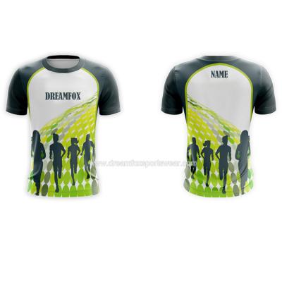 China Anti-pilling Good Quality Design Your Own Running T-Shirt With Running Pattern Custom Sublimation Short Sleeve Unisex Marathon Shirt for sale