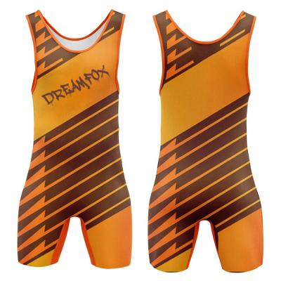 China New design custom team logo quick dry singlet wear design fabric wholesale elastic youth wrestling wrestling singlet on sale for sale