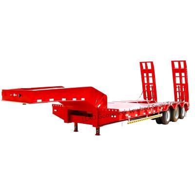 China Truck trailer 3 axle low bed semi trailer low bed container semi trailer low bed semi trailer for boarding heavy machinery excavator for sale