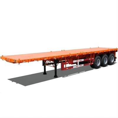 China Bulk Haul Cargo and Container Shipping Container 20ft 40ft Flat Bed Semi Trailer 3 Axle Flat Bed Truck Trailer With Container Lock For Sale for sale