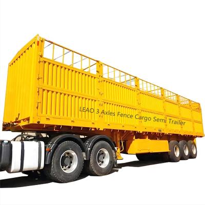 China Livestock and Cargo Axle Fence Semi Trailer Bulk Cargo Container Transport Fence Semi Trailer With 3 12 Units Twist Lock for sale