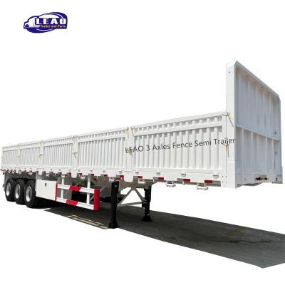 China Transport Livestock and Cargo LEAO 3 Axles 4 Axles Side Wall Truck High Barrier Trailer Cargo Barrier Stake Semi Trailer For Sale for sale