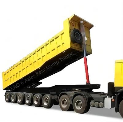 China Transport all kinds of ore/coal/stone/sand/cargo loading LEAO 100 ton dump trailer end tipper trailer 100ton 6axel rear dump trailer for sale for sale